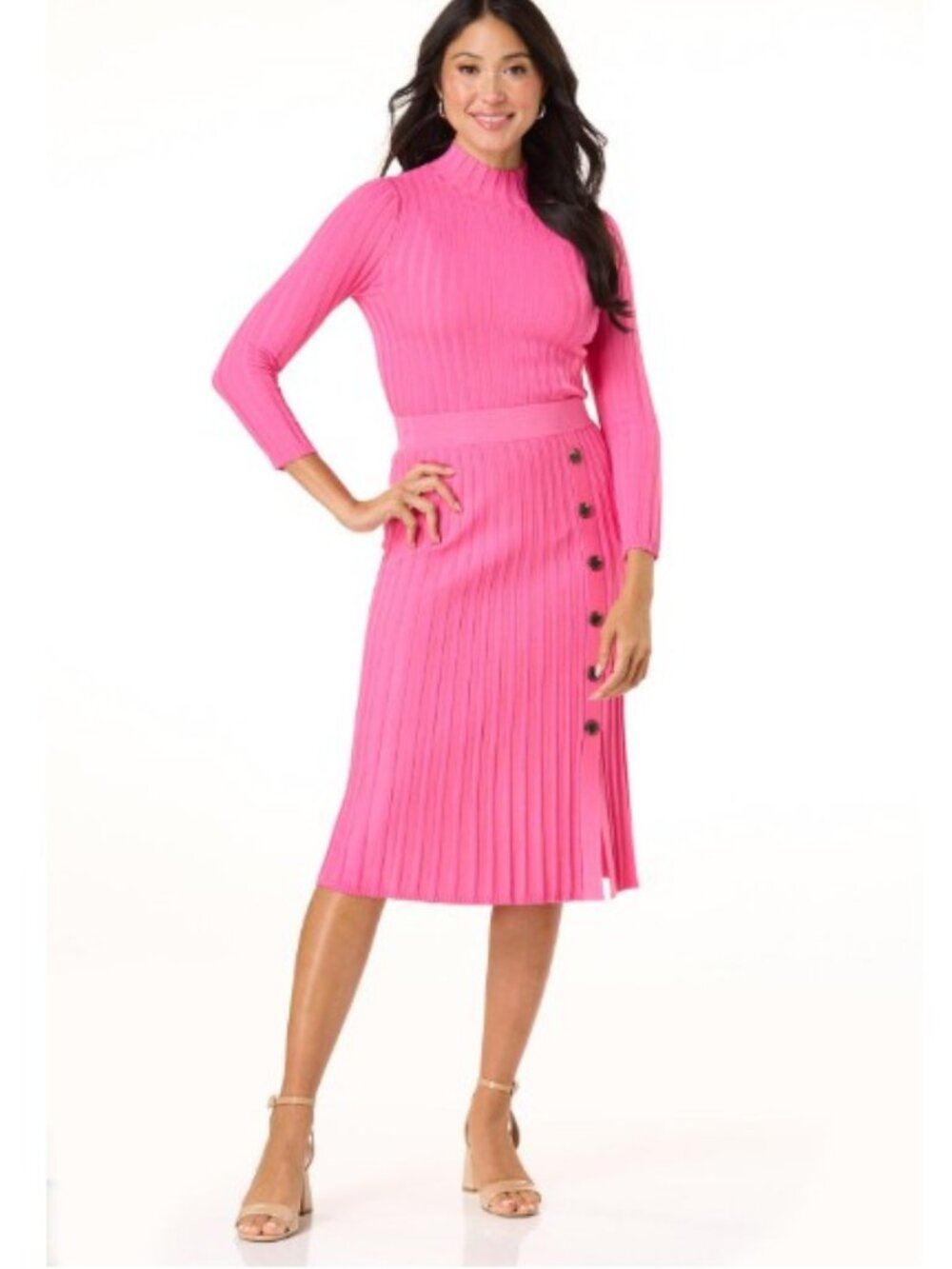 CATO AZALEA Ribbed Button Front Pencil Sweater Skirt - M